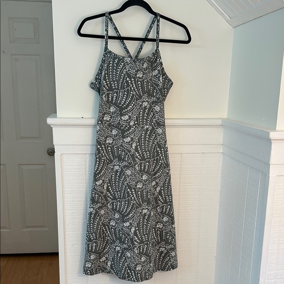 Pact Organic Cotton Green & White Racerback Fit & Flare Dress size women’s Large - Picture 1 of 8